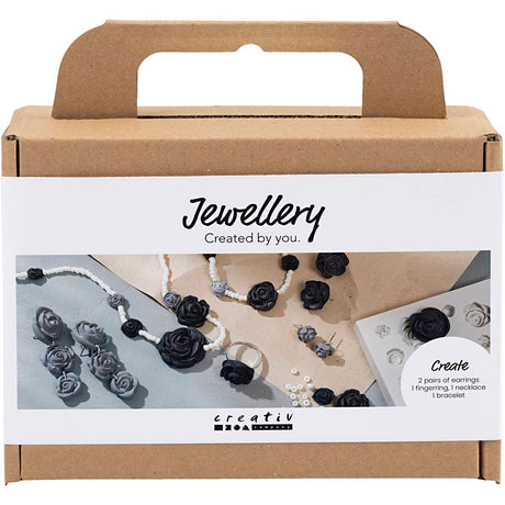 Creativ firma mini hobby sæt smykker, roser, sort, sort og hvid, hvid, 1 æske