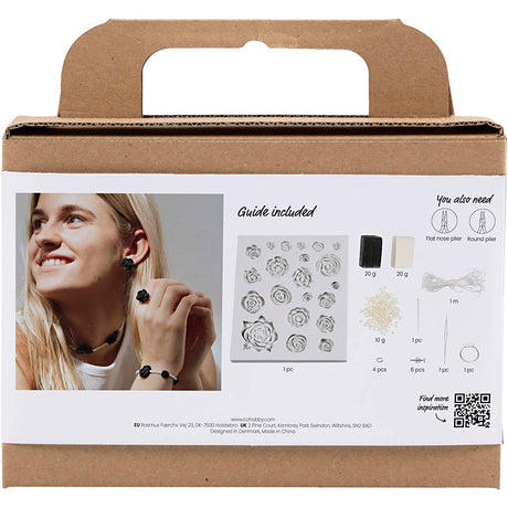Creativ firma mini hobby sæt smykker, roser, sort, sort og hvid, hvid, 1 æske