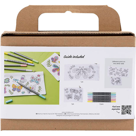 Creativ firma mini hobby sæt tekstil dekoration, sommerfugle, pastelfarver, 1 æske