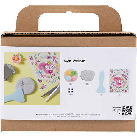 Creativ firma mini hobby sæt modellering, sten med insekt, grå, lys pink, lys turkis, 1 æske