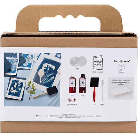 Creativ firmaværktøjssæt til cyanotype, tilbehør, blå, 1 æske