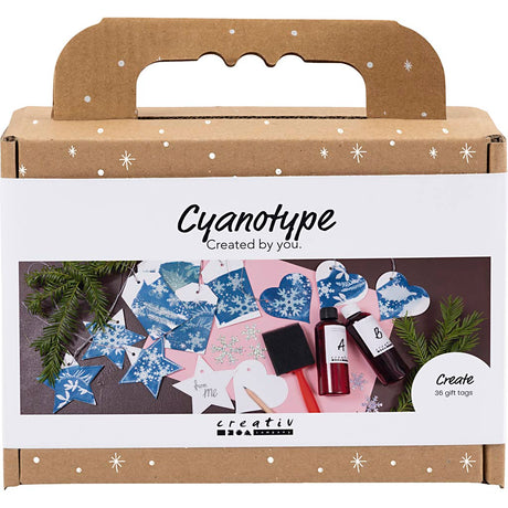 Creativ firma mini hobby sæt cyanotype, gavemærker, blå, sølv, 1 æske