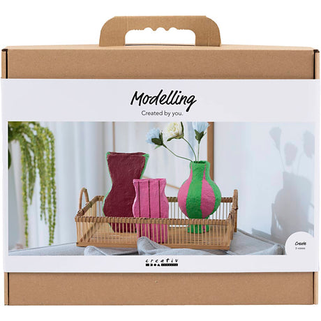 Creativ firma maxi modellering hobby sæt, papirmache vaser, forskellige farver, 1 æske