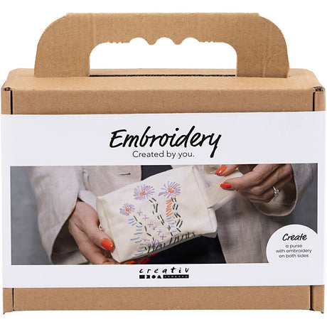 Creativ firma mini hobbysæt broderi, makeuptaske, creme, 1 æske