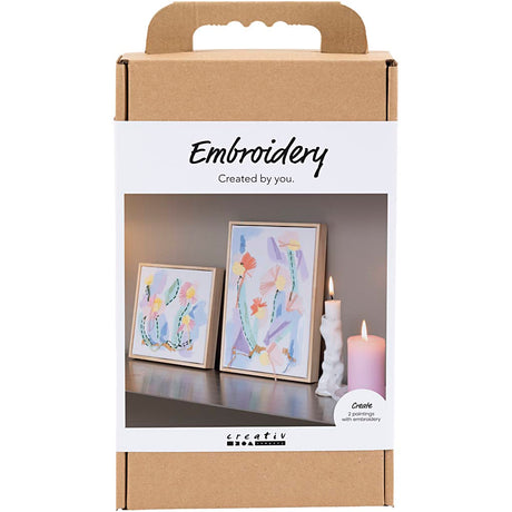 Creativ firma hobbysæt broderi, billeder, pastelfarver, 1 æske