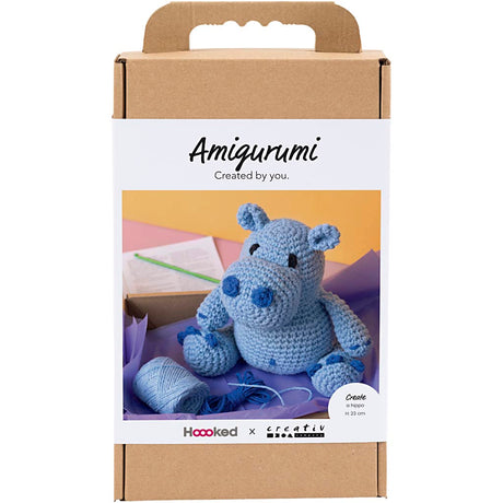 Creativ firma hobbysæt amigurumi, flodhest, blå, lyseblå, 1 æske