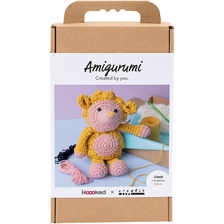 Creativ firma hobby sæt amigurumi, pindsvin, lys pink, varm gul, 1 æske