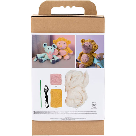 Creativ firma hobby sæt amigurumi, pindsvin, lys pink, varm gul, 1 æske