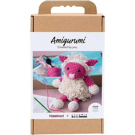Creativ firma hobby sæt amigurumi, får, pink, off white, 1 æske