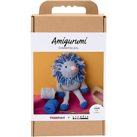 Creativ firma hobbysæt amigurumi, løve, marineblå, lysegrå, 1 æske