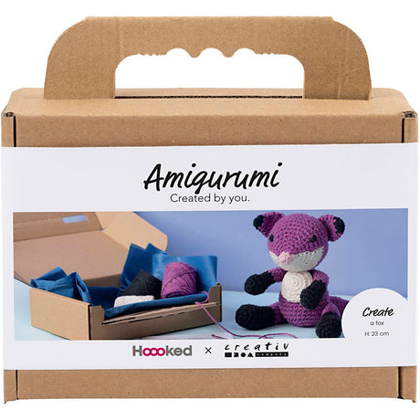 Creativ firma hobbysæt amigurumi, ræv, sort, blomme, 1 æske
