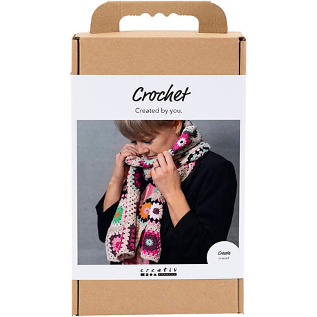 Creativ firma hæklet hobbysæt, tørklæde, creme, varme farver, 1 æske