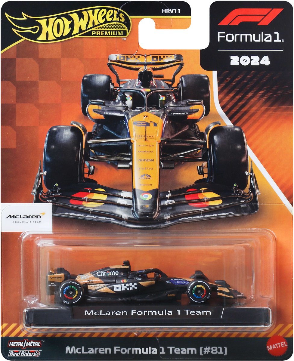 Hot Wheels Premium Metal Formel 1 samlerlegetøjsracerbil - Oscar Piastri McLaren