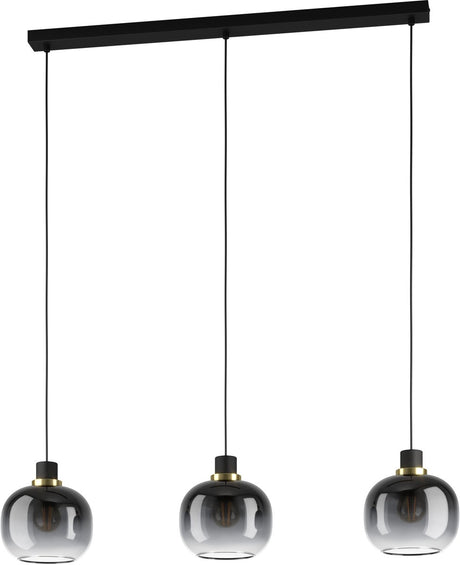 Eglo oilella hanglamp - e27 - 95 cm - smoke glas - zwart geelkoper