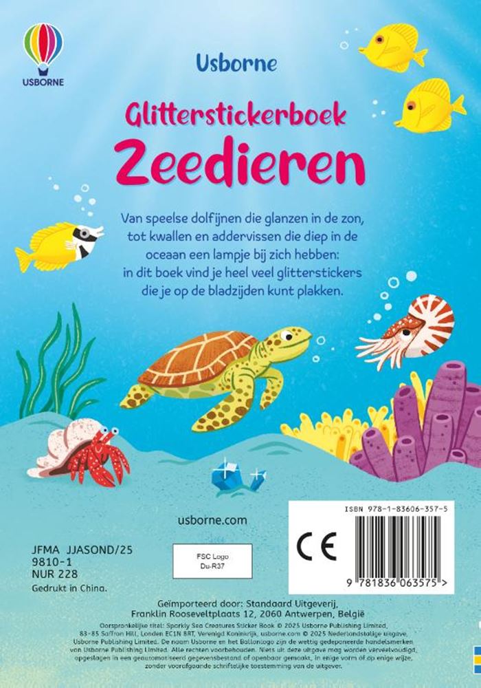 Glitter-klistermærkebog: Havdyr 3+