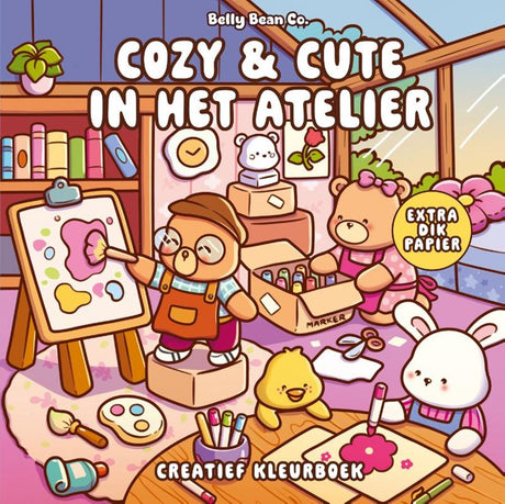 Forte creatief cozy cute in het atelier. kleurboek.