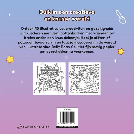 Forte creatief cozy cute in het atelier. kleurboek.