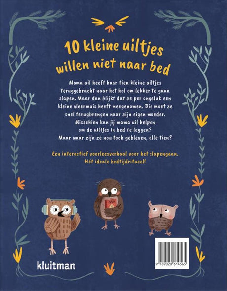 Forlag Kluitman 10 små ugler vil ikke gå i seng billedbog