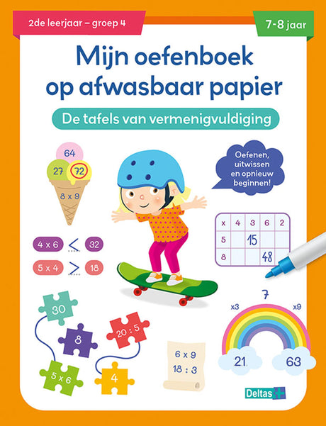 Deltas øvelsesbog, vaskbart papir multiplikationstabeller (7-8 år)