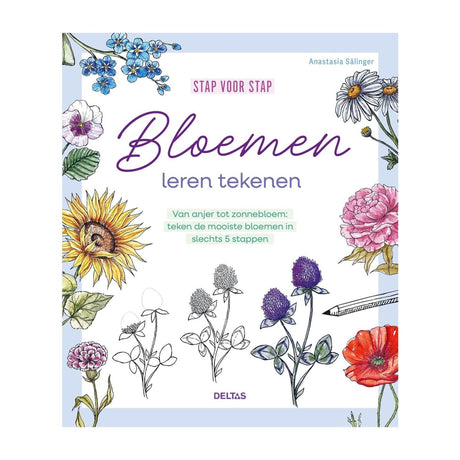 Tegning deltas blomster trin for trin