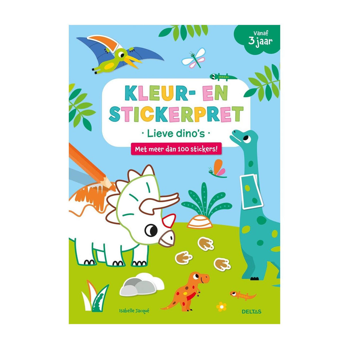 Deltas farvelægning og mærkat sjov - søde dinosaurer