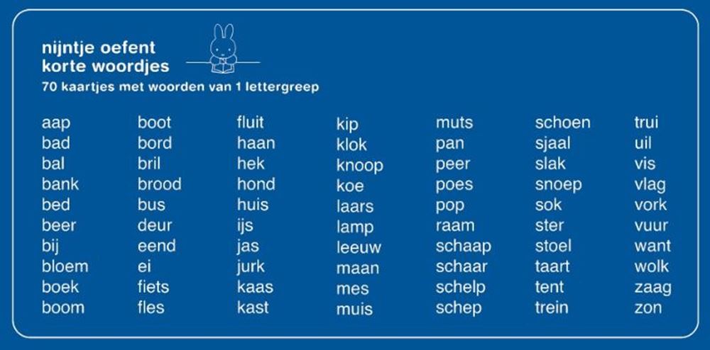Central Book House øvekort Miffy øver sig på korte ord