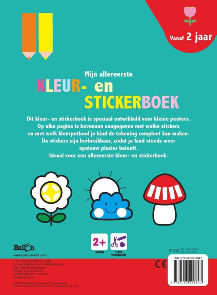 Mijn allereerste kleur- en stickerboek | 3 stuks