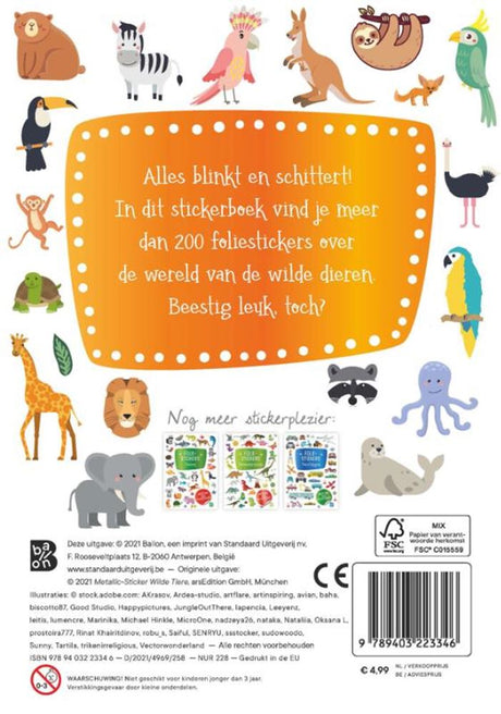 Standard udgiver glitter klistermærker, vilde dyr. 3+