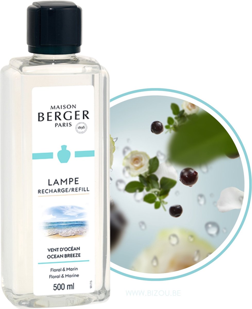 Lampe berger lampe maison berger - vent d'ocean - brise fra havet - refill - duftbrænder - 500ml