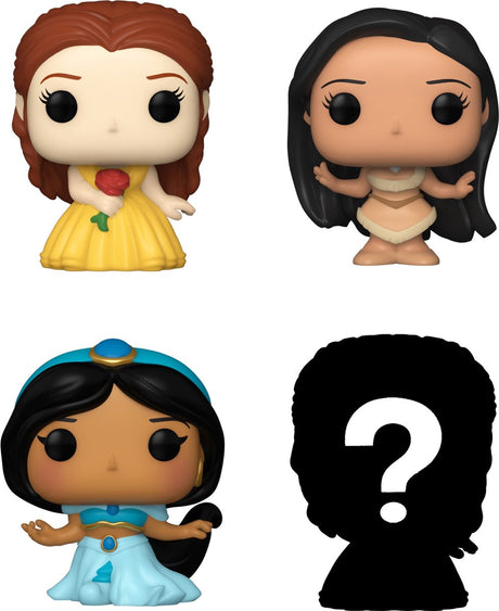 Funko bitty pop: disney princess 4-pack serie 2 - bonde belle 90 - pocahontas 197 - jasmin 326 + mysterium
