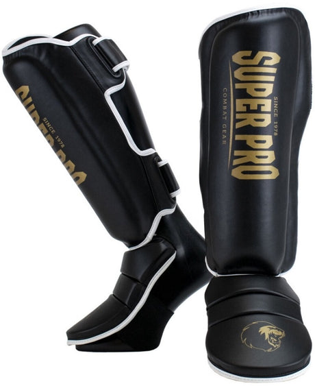 Super pro combat gear scheenbeschermer protector se zwart goud wit extra large xl