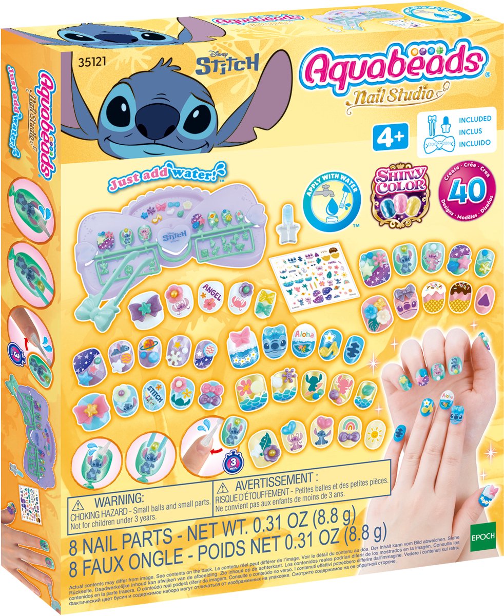 Aquabeads stitch nail studio designer kit - børne negle - stick by water