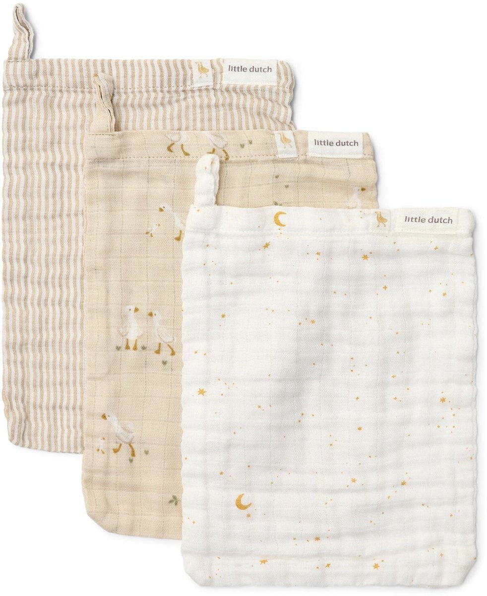 Little dutch washandjes set - beige - newborn naturals - little goose