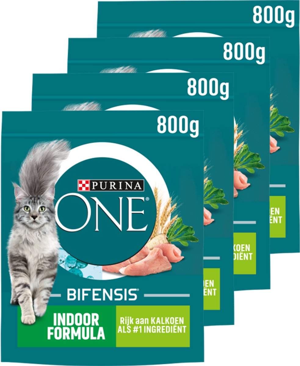 Purina one purina® one® indendørs - kattefoder - kalkun fuldkorn - 4 x 800 g