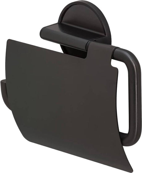 Tiger tune - toiletrulleholder med klap - toiletrulleholder - uden boring - selvklæbende 3m tape - sort metal børstet sort - gunmetal sort