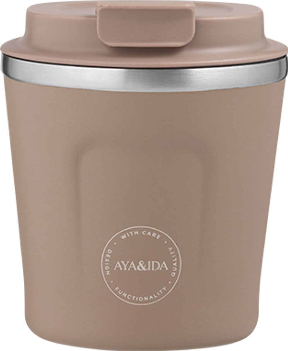 Aya ida aya ida - cup2go - kaffekop - coffee to go - rejsekop - tag med dig - 240ml - støvet brun ny