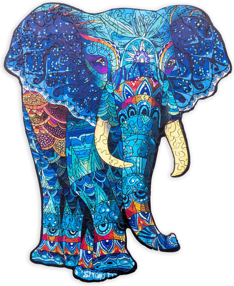 Engelhart houten puzzel olifant – 244 unieke puzzelstukjes – a3 formaat grote houten legpuzzel – dieren puzzelspel – uitdagend denkspel – inclusief opbergetui –
