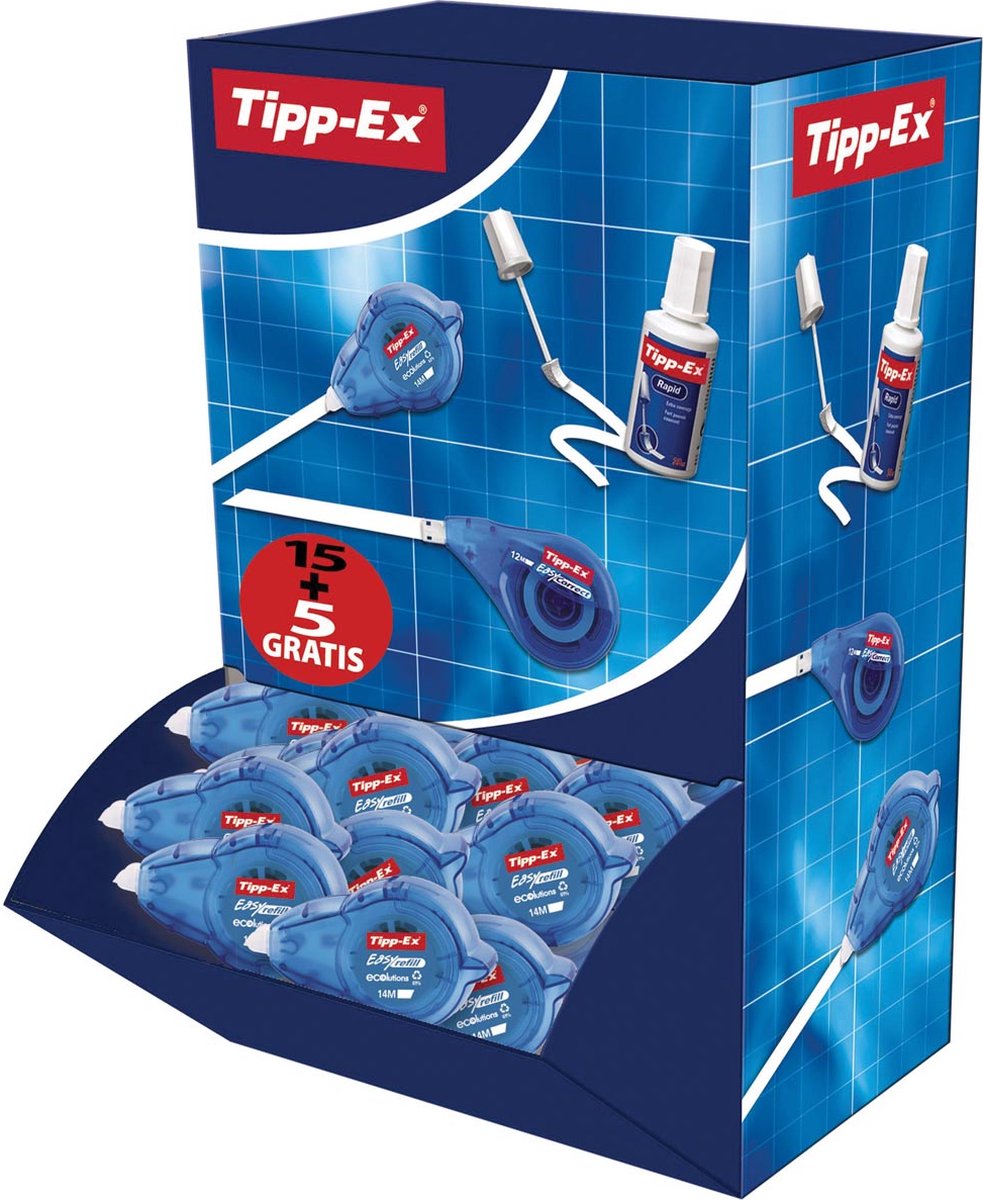 Tipp-ex korrektionsrulle ecolutions let genopfyldningsboks med 20 styk (15 + 5 gratis)