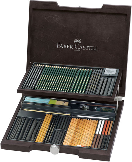 Faber-castell pitt monochromos kunstnersæt - trækasse 86 dele - fc-112971