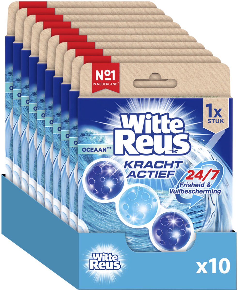Hvid kæmpe power active boost ocean toiletblok 50g - toiletklodser - værdipakke - 10 stk.
