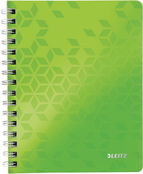 Leitz wow spiralindbundet A5 notesbog med plastomslag - 80 ark - tjekket - FSC certificeret - grøn