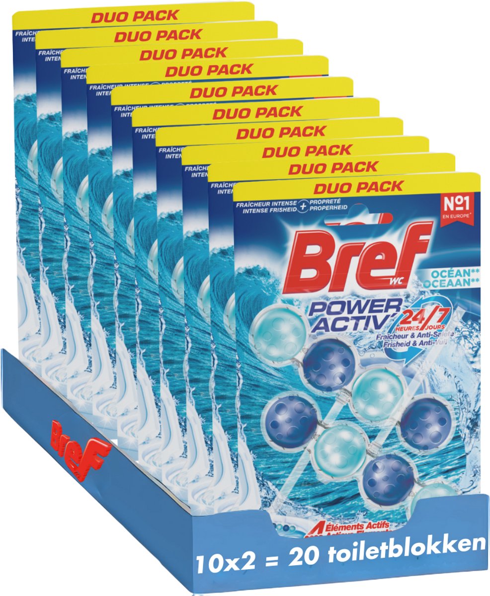 Bref - power activ - ocean - toiletblok - rent og frisk toilet - smudsbeskytter - værdipakke - 10 x 2 stk.