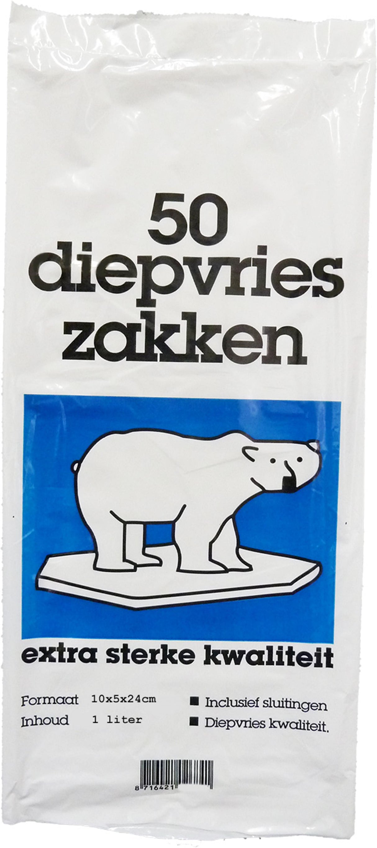 Isbjørne fryseposer 1,0l 9x3x24 cm pose med 50 stk.