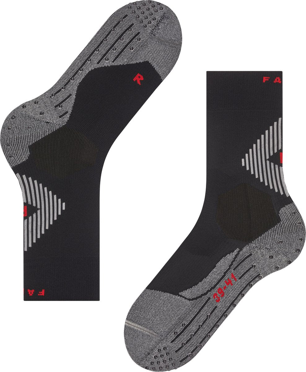Falke 4grip stabiliserende anti vabler, anti sved funktionelt garn sportsstrømper unisex sorte - størrelse 39-41