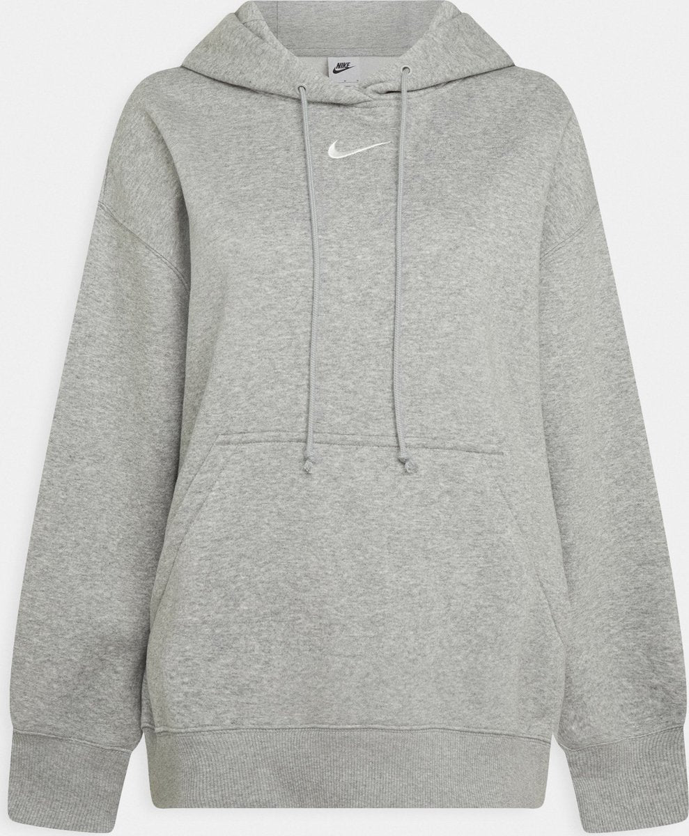 Nike w nsw phnx flc os po hættetrøje sportstrøje til kvinder - grå - størrelse XL
