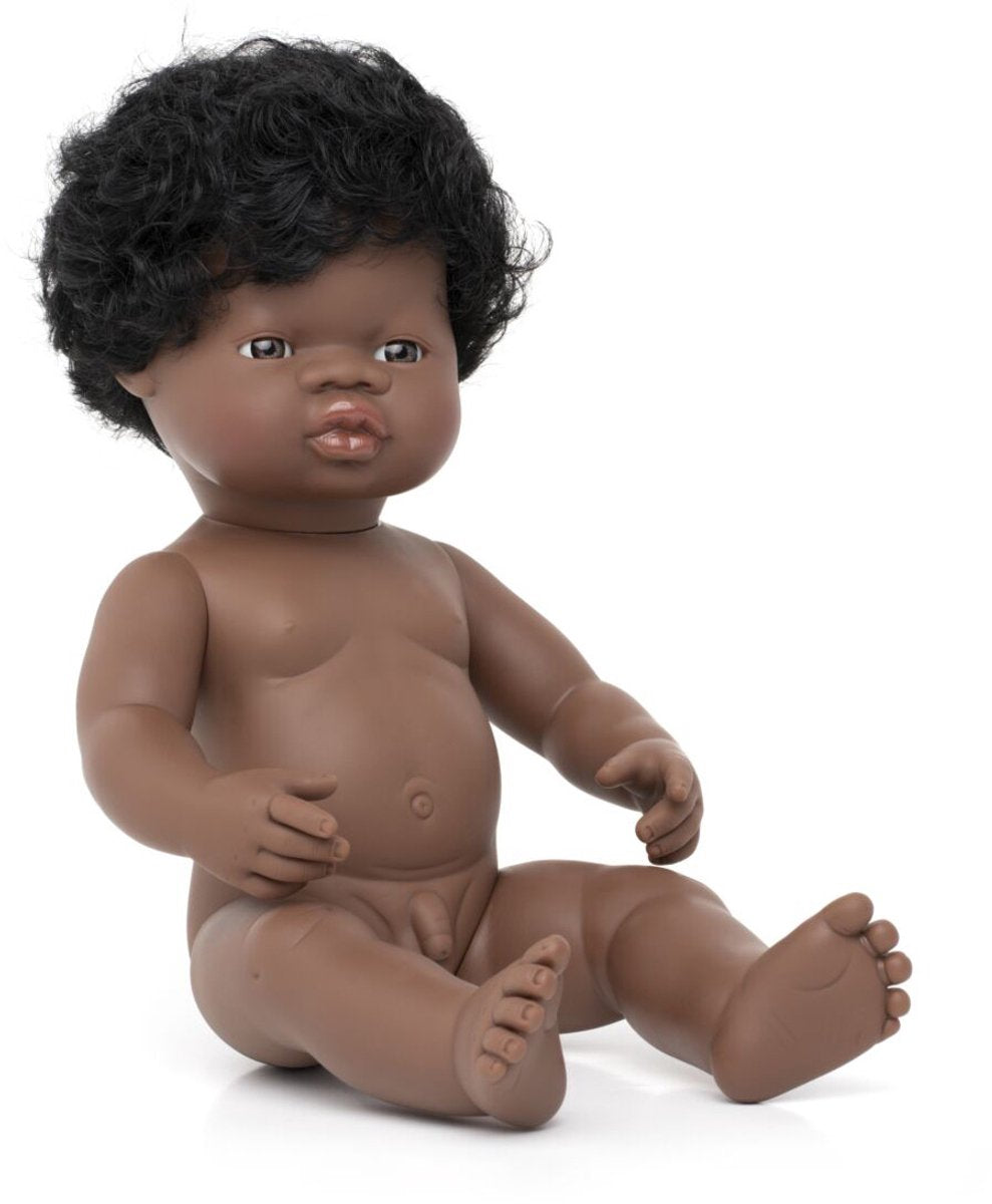 Miniland dukke - afrikansk drengedukke 38cm - med vaniljeduft - 10 måneder