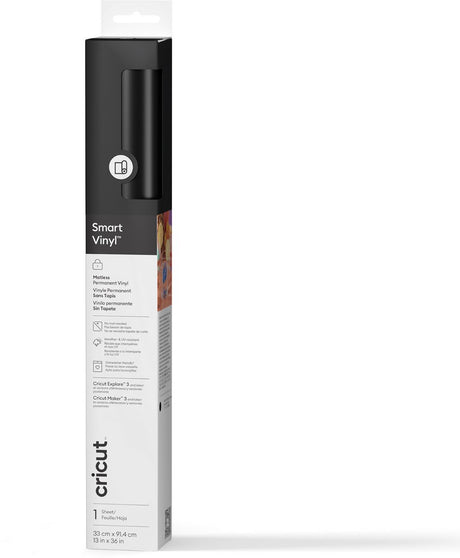 Cricut smart vinyl permanent 33x91cm – sort (1 ark)