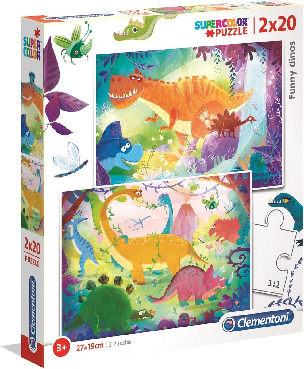 Clementoni puslespil sjove dinosaurer, 2x20 stk.