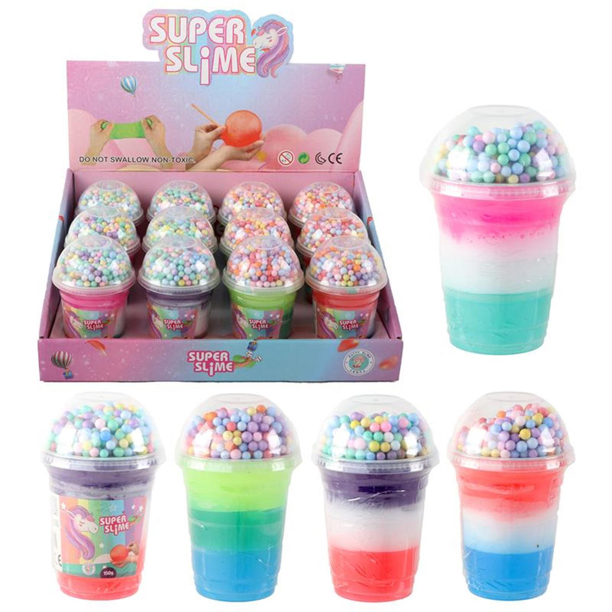 Ty super slime pit med kugler af enhjørning 3-farvet 160 gram