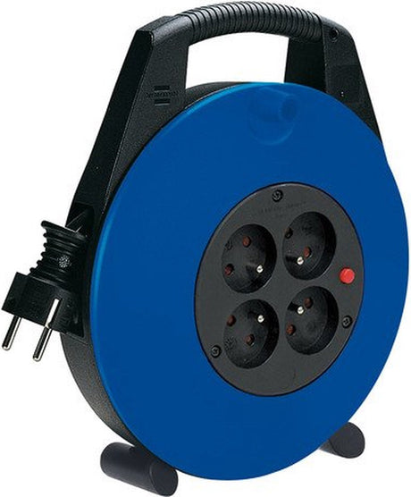Brennerstuhl vario line kabelrulle - 4-vejs - sort blå - 5m